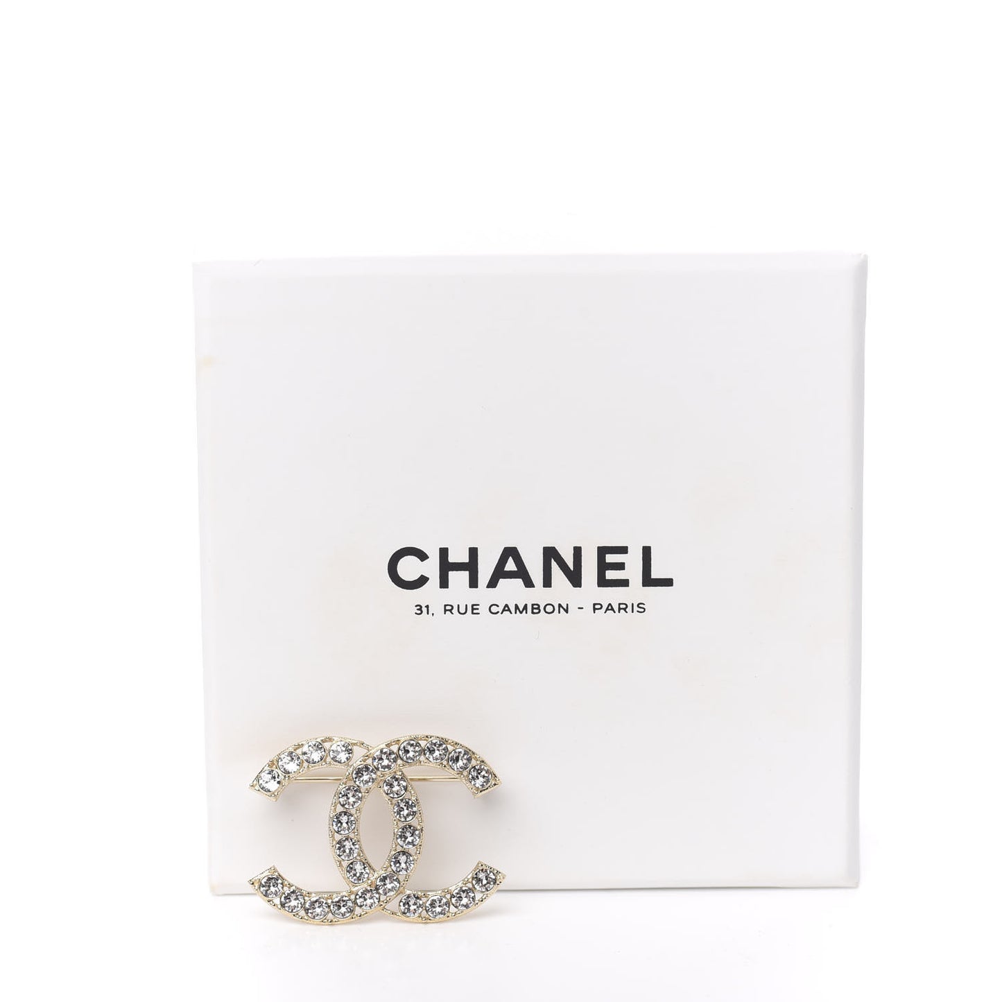Crystal CC Brooch Gold