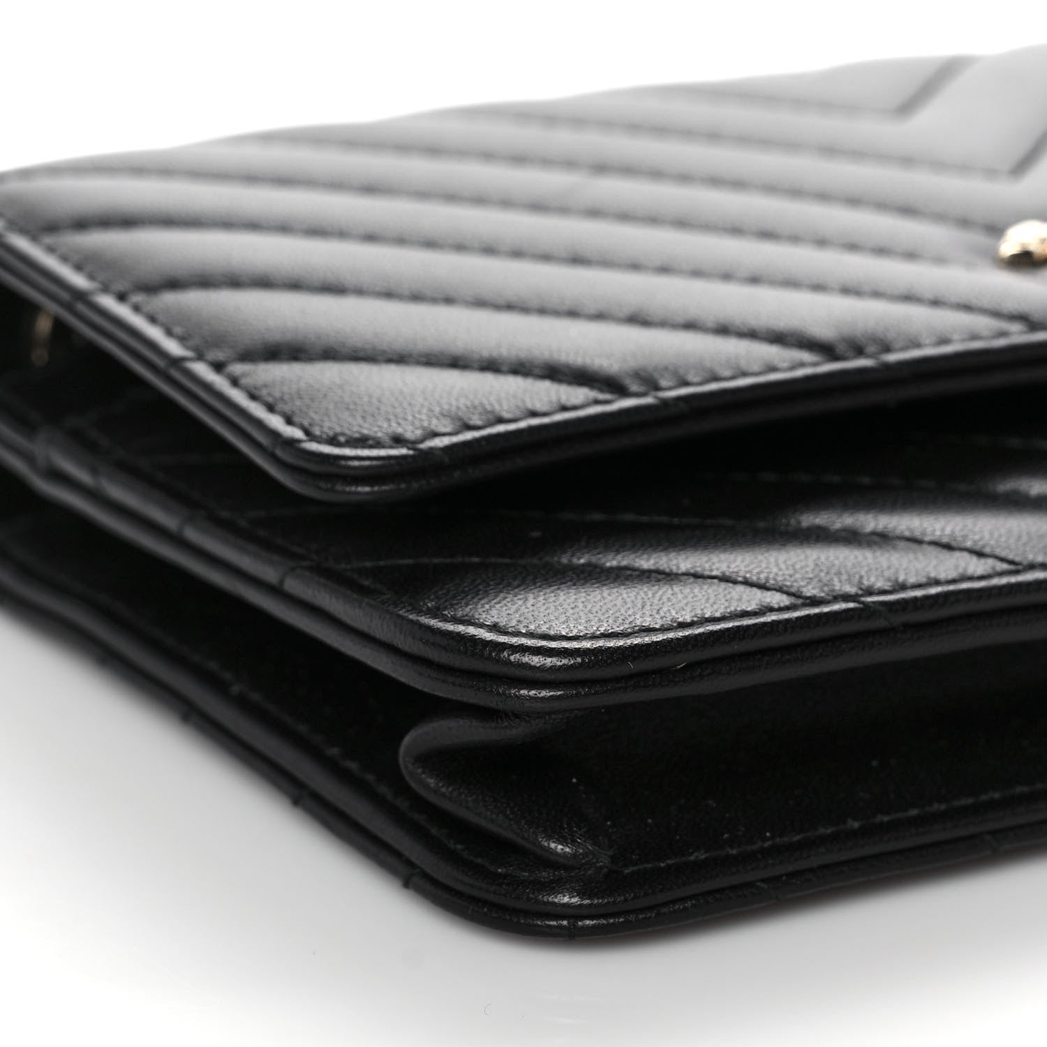 Chanel Lambskin Chevron Quilted Trendy CC Wallet On Chain WOC Black 8 of 14