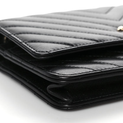 Chanel Lambskin Chevron Quilted Trendy CC Wallet On Chain WOC Black 8 of 14