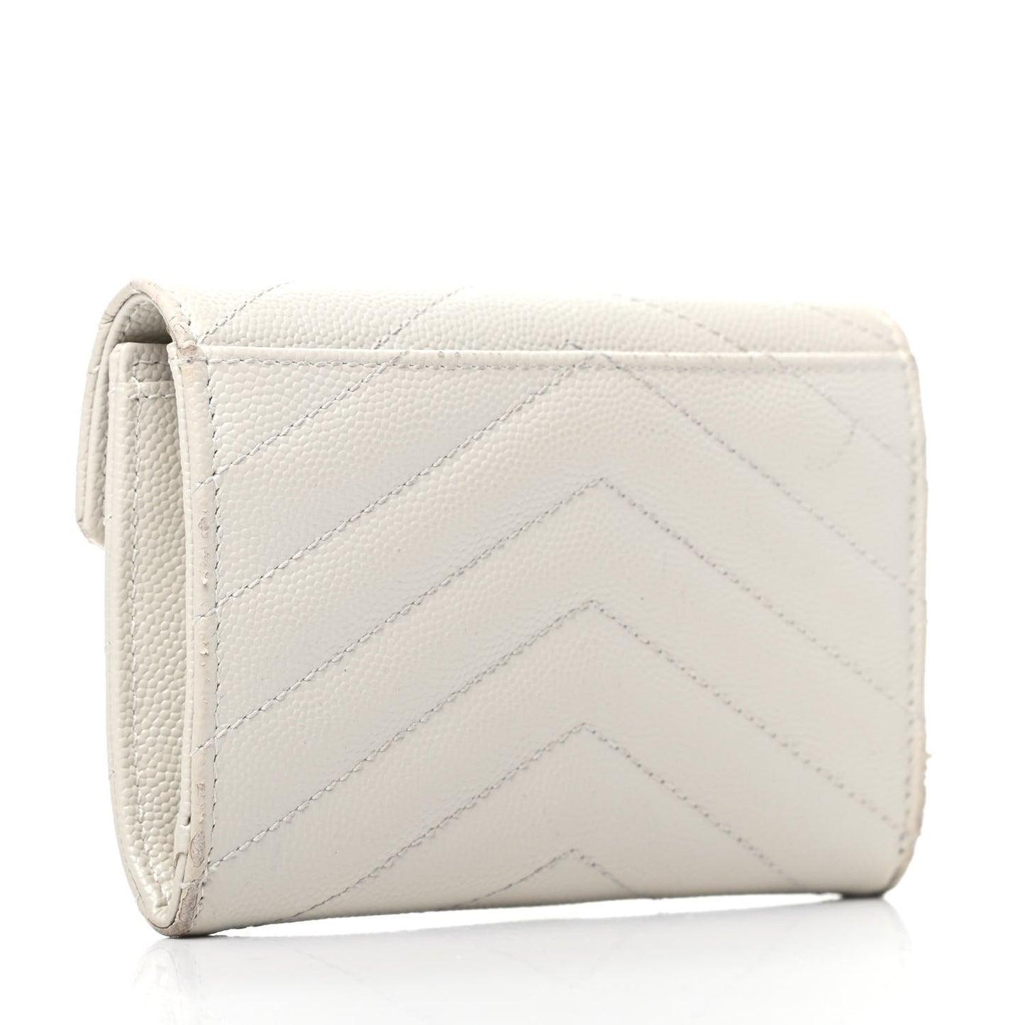 Grain De Poudre Matelasse Chevron Small Monogram Envelope Wallet Crema Soft