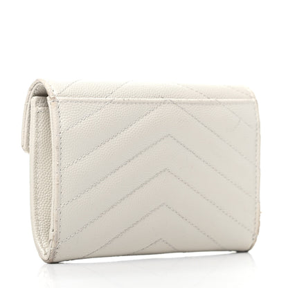 Saint Laurent Grain De Poudre Matelasse Chevron Small Monogram Envelope Wallet Crema Soft 3 of 9