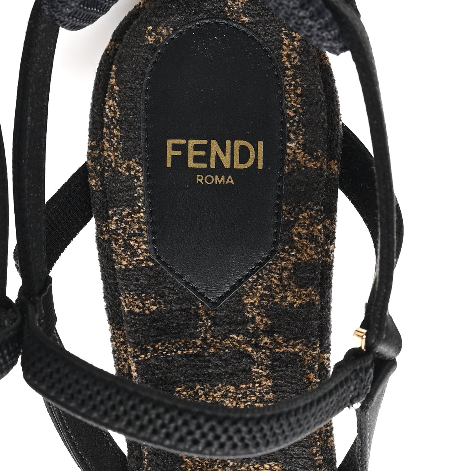 Fendi Fabric Jacquard FF Colibri Lite 85mm Slingback Pumps 40 Tobacco Black 8 of 9