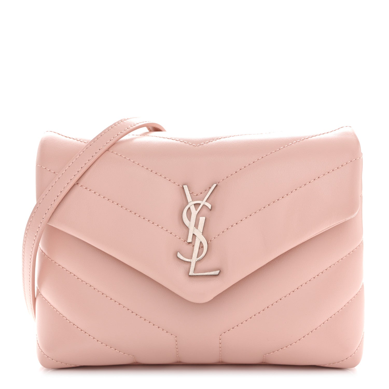 Saint Laurent Calfskin Y Quilted Monogram Toy Loulou Crossbody Bag Pale Blush 1 of 12