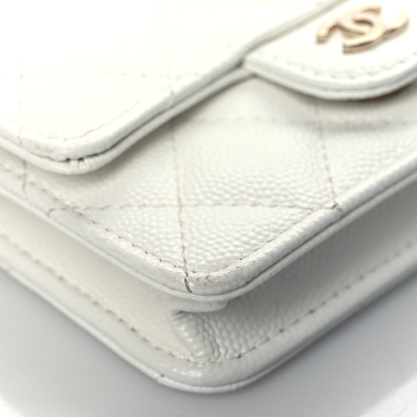 Caviar Quilted Mini Chain Bag White