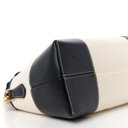 Fendi Canvas Vitello King Logo Embroidered Medium By The Way Boston Bag Grezzo Black 10 of 12