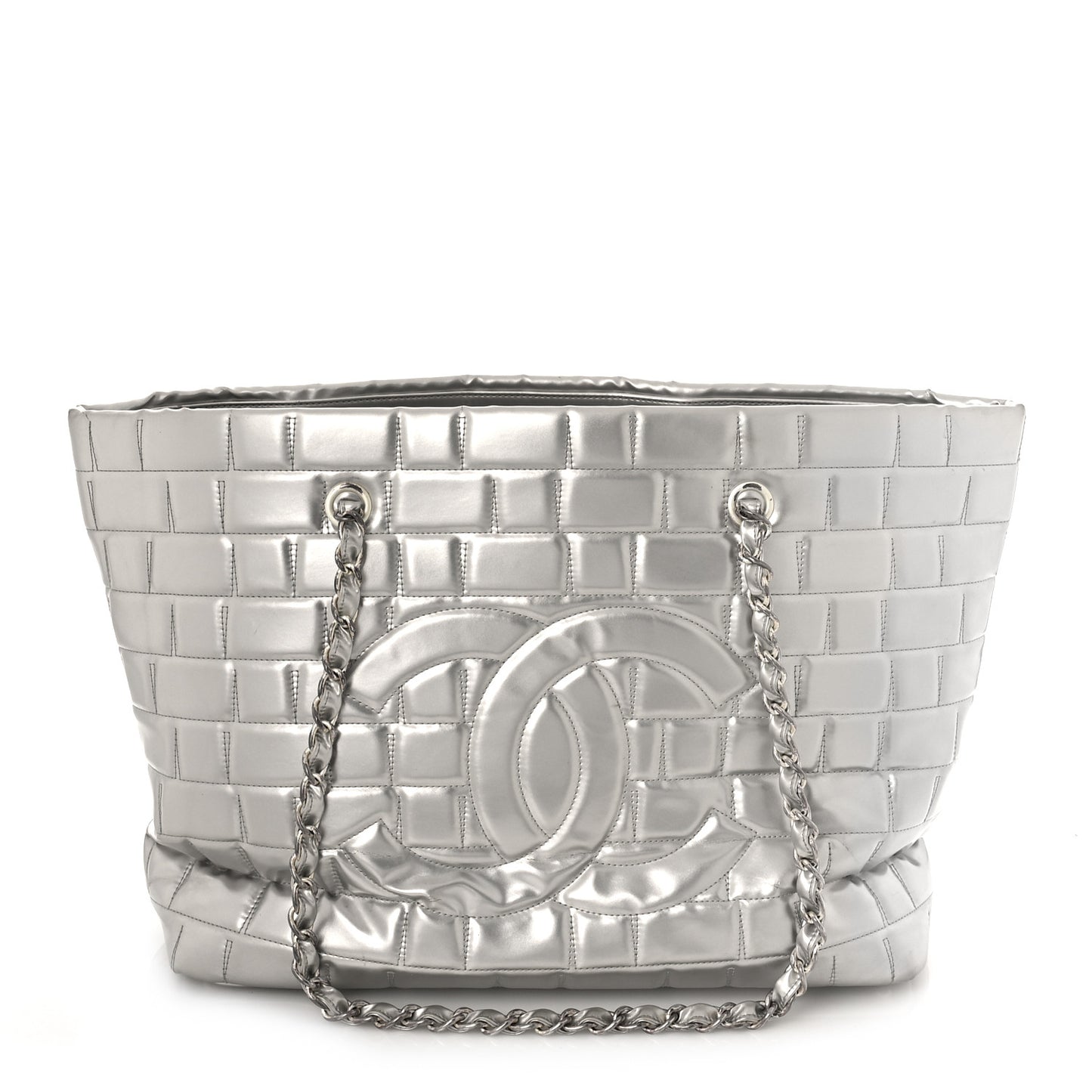 Vinyl Quilted Frozen Shopping Tote Silver