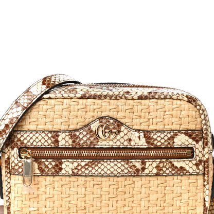 Gucci Raffia Elaphe Mini Ophidia Shoulder Bag Natural Cream Brown 8 of 10