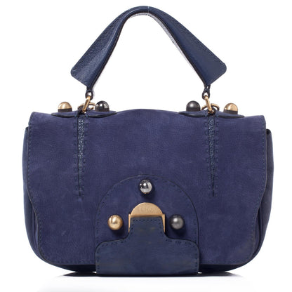 Fendi Suede Calfskin Romano Selleria Secret Code Satchel Blue 1 of 9