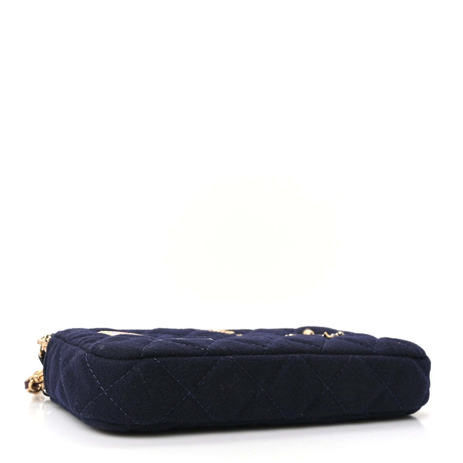 Chanel Felt Quilted Paris-Hamburg Charms Small Clutch With Chain  Dark Navy 4 of 10