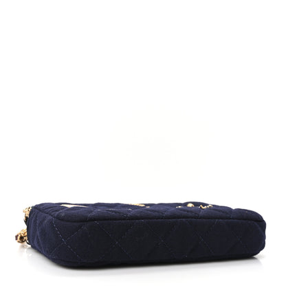 Chanel Felt Quilted Paris-Hamburg Charms Small Clutch With Chain  Dark Navy 4 of 10