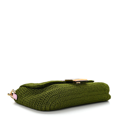 Fendi Fabric Crochet Vitello Grace Plexiglass Baguette Verde Lavanda 4 of 8