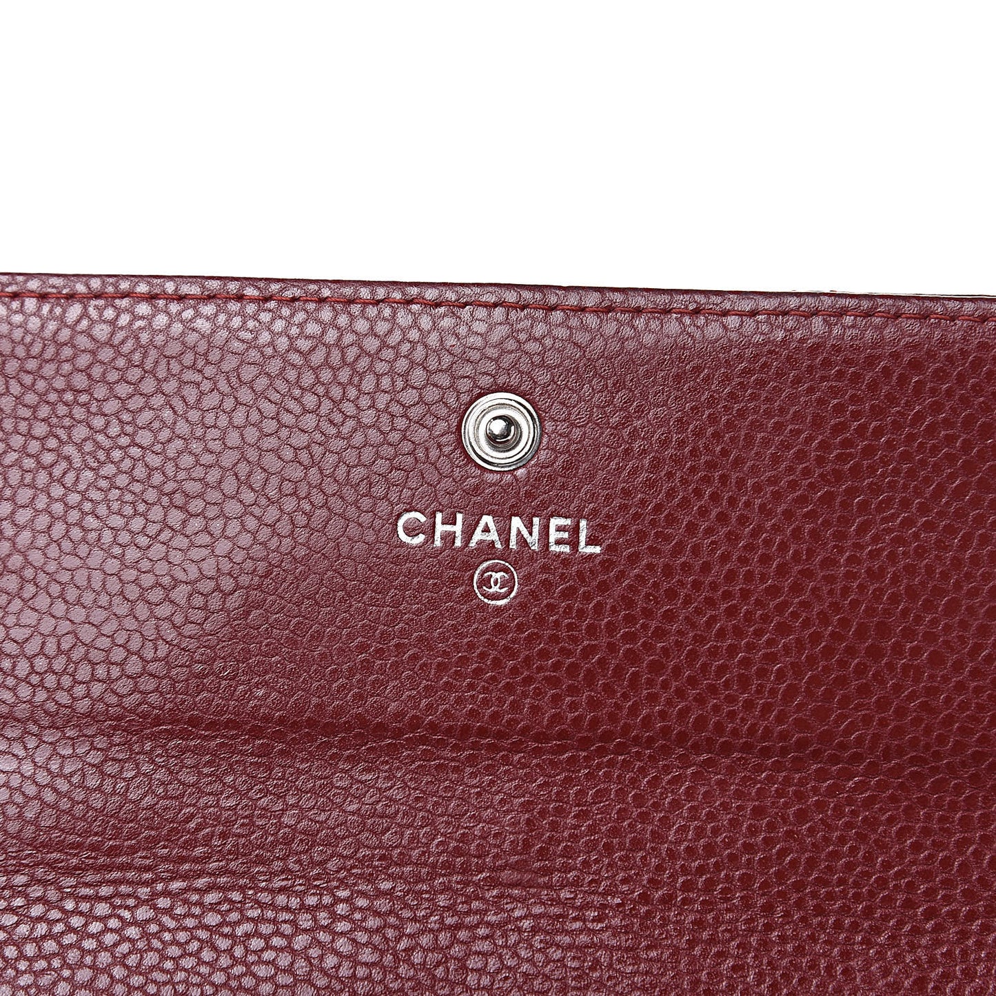 Caviar Quilted Large Gusset Flap Wallet Dark Red