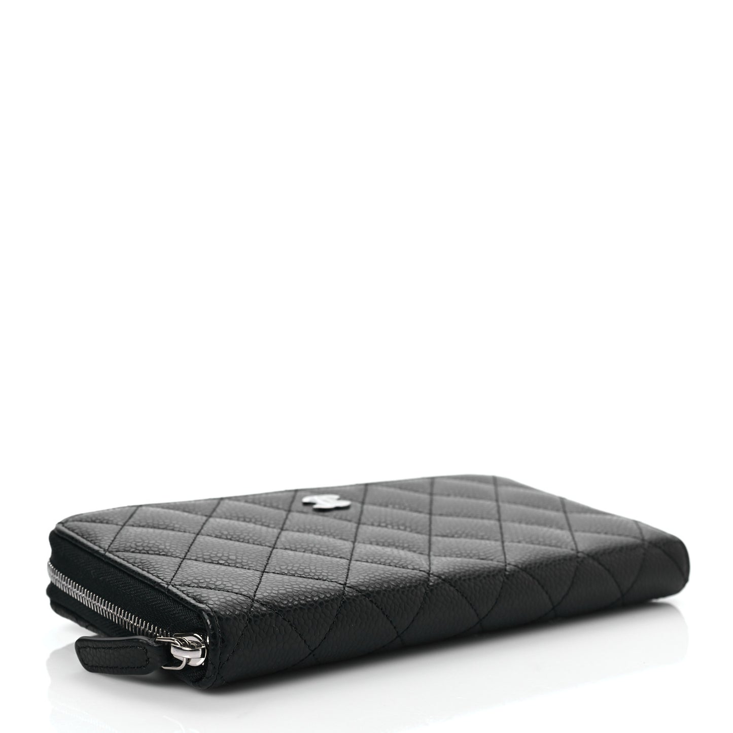 Caviar Quilted Large Gusset Zip Around Wallet Black