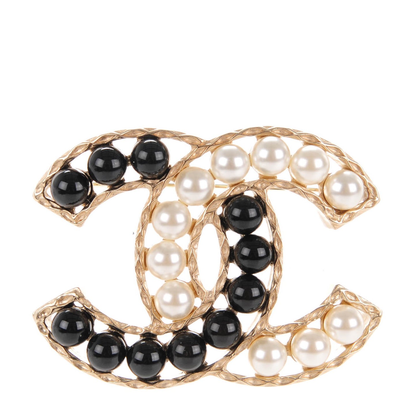 Pearl CC Brooch Black Gold