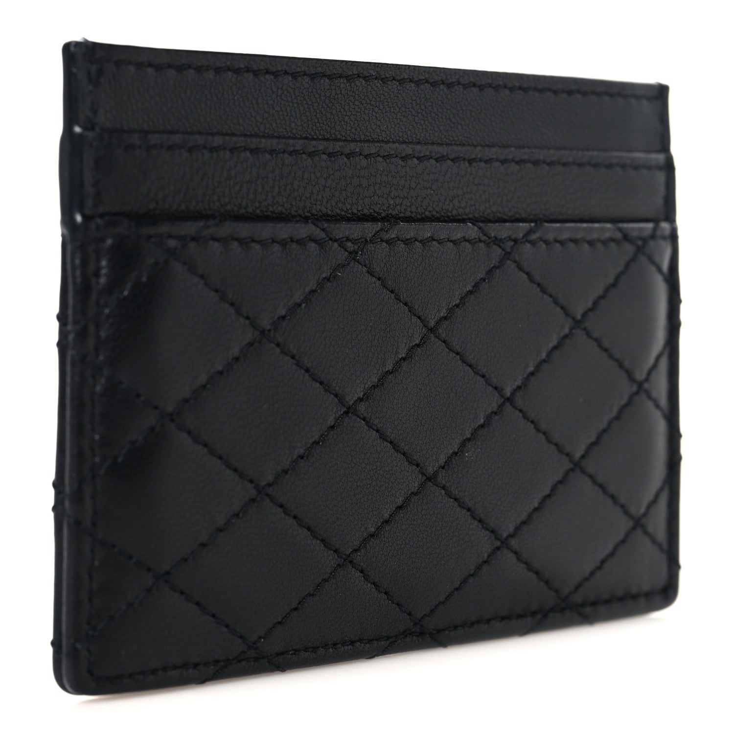 Saint Laurent Lambskin Quilted Monogram Gaby Card Case Black 3 of 8