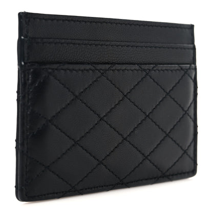 Saint Laurent Lambskin Quilted Monogram Gaby Card Case Black 3 of 8