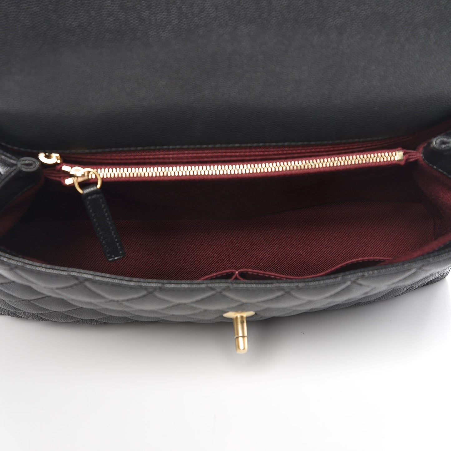 Caviar Quilted Medium Coco Handle Flap Black