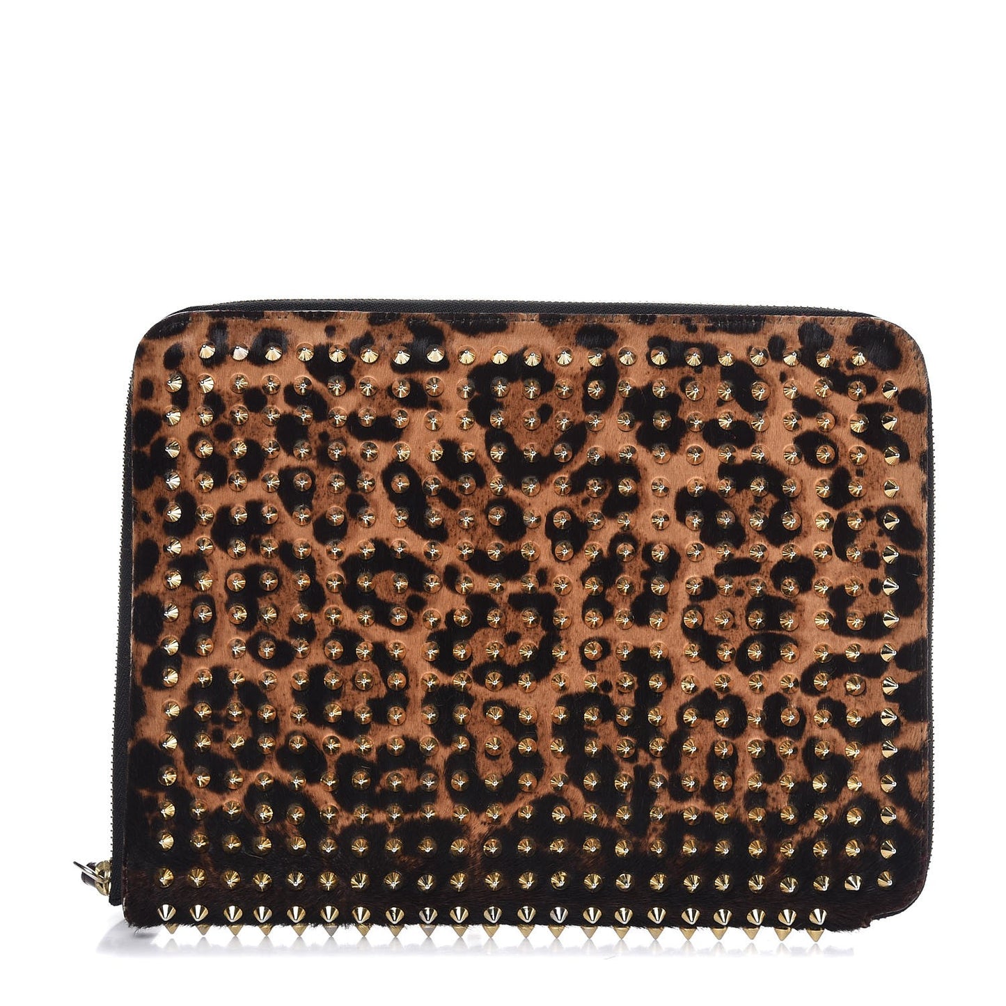 Calf Hair Leopard Print Spiked IPad Case