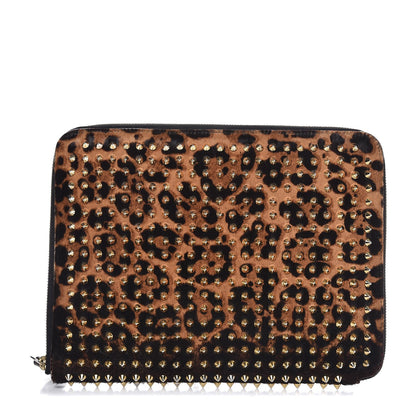 Christian Louboutin Calf Hair Leopard Print Spiked IPad Case 1 of 7