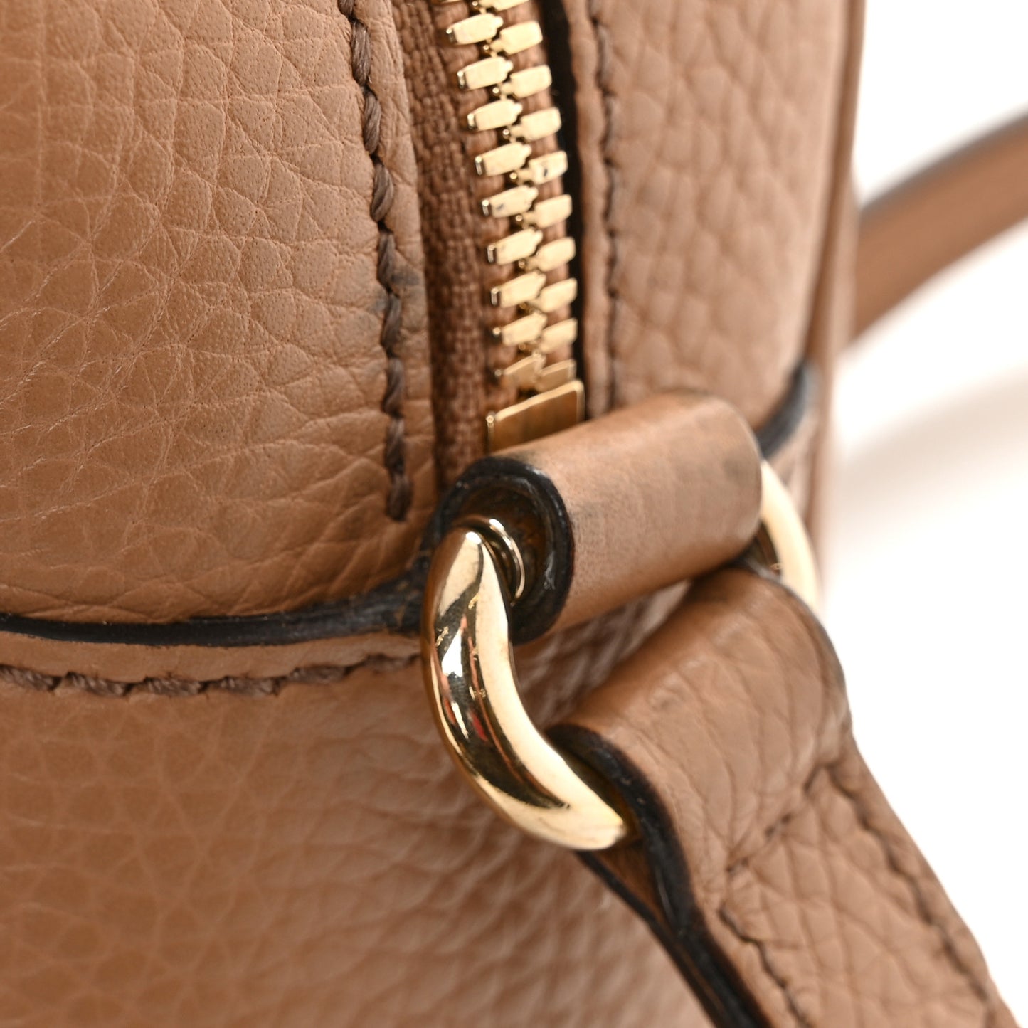 Pebbled Calfskin Small Soho Disco Bag Camelia