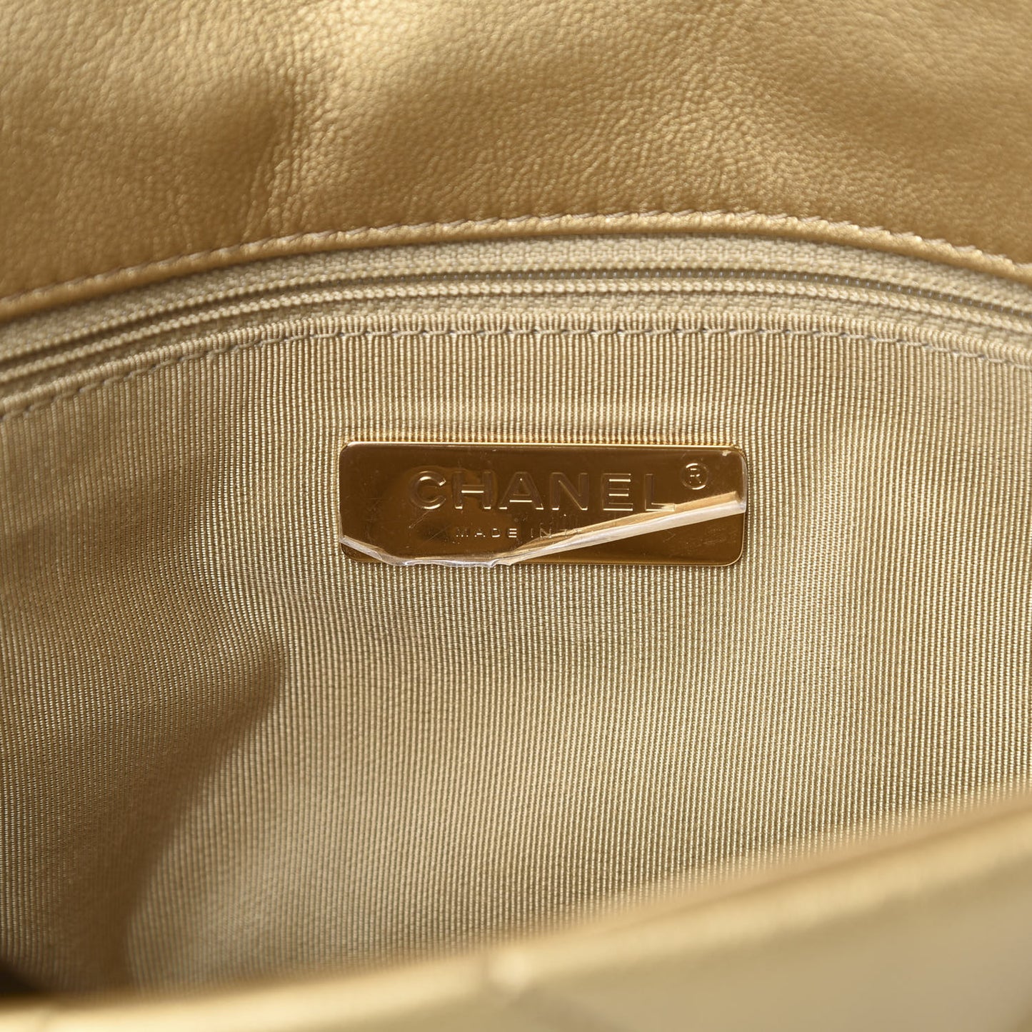 Metallic Goatskin Quilted Medium 19 Flap Gold