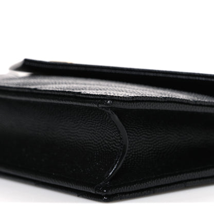 Saint Laurent Grain De Poudre Matelasse Chevron Monogram Envelope Chain Wallet Black 10 of 10