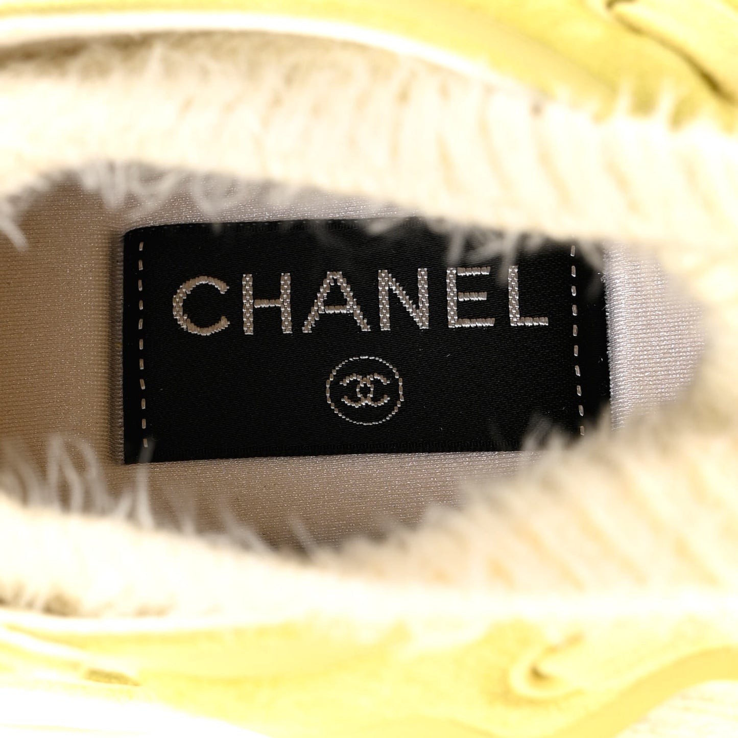 Suede Calfskin Stretch Fabric CC Sneakers 38.5 Yellow