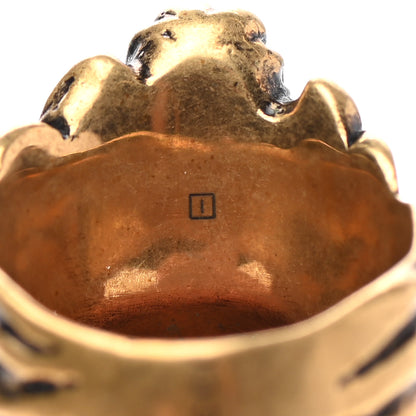 Gucci Metal Crystal Lion Head Ring 58 8.25 Aged Gold 5 of 5