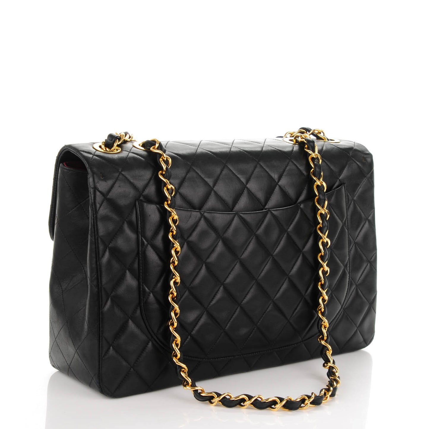 Lambskin Quilted XL Jumbo Single Flap Black