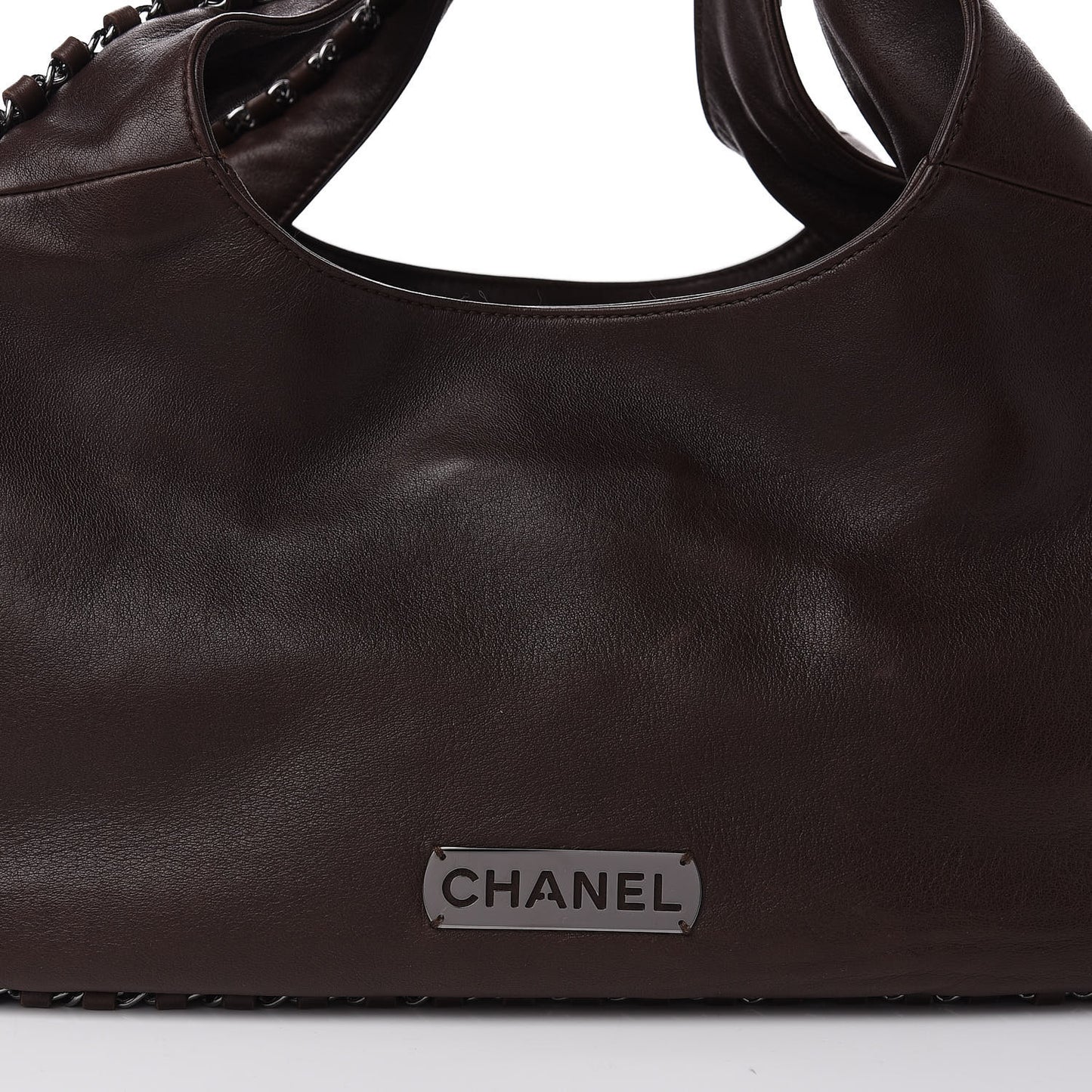 Calfskin Chain Hobo Brown