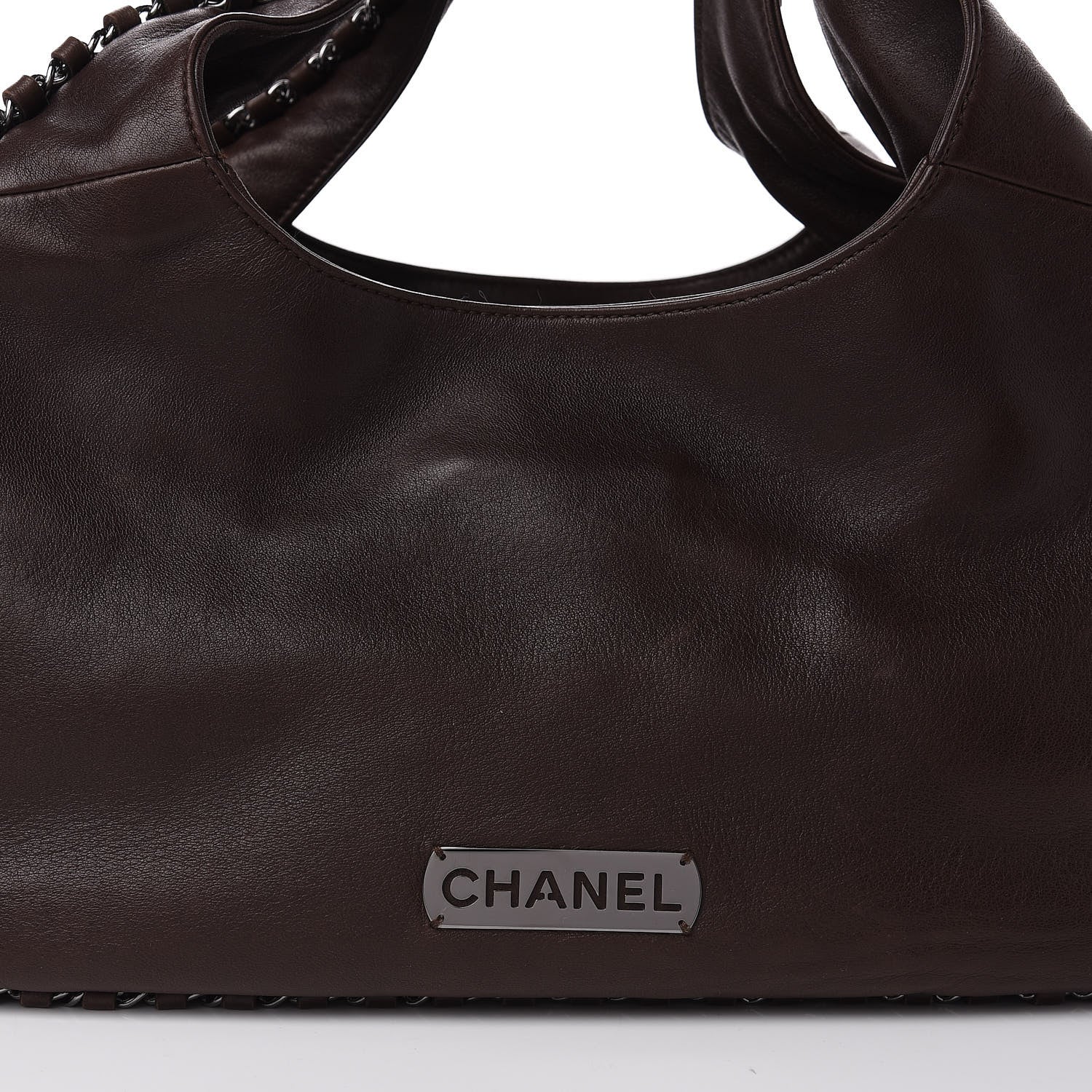 Chanel Calfskin Chain Hobo Brown 10 of 11