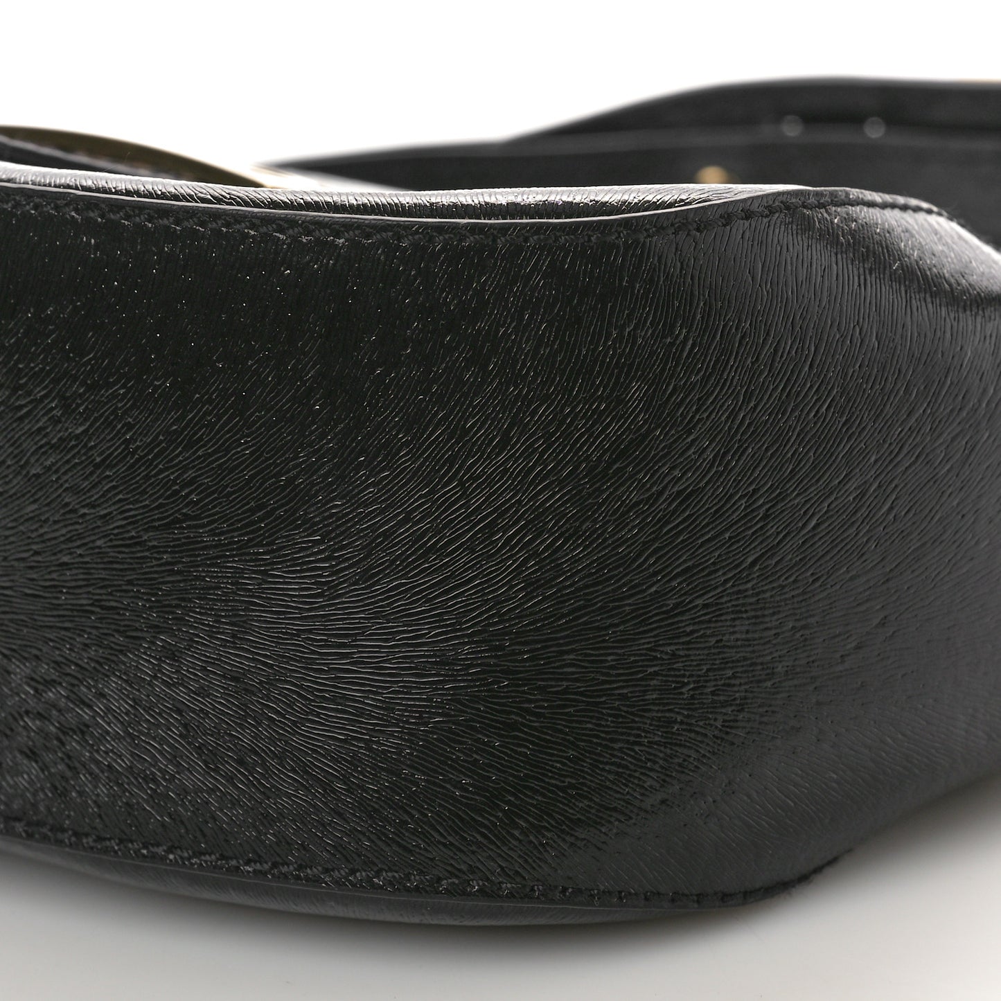 Patent Stamp Calfskin Shadow Shoulder Bag Black