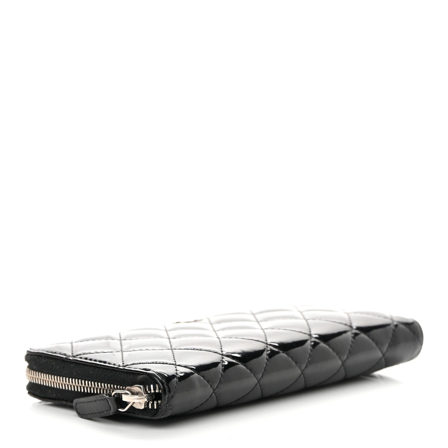 Chanel Patent Quilted Zip Around Wallet Black 3 of 10