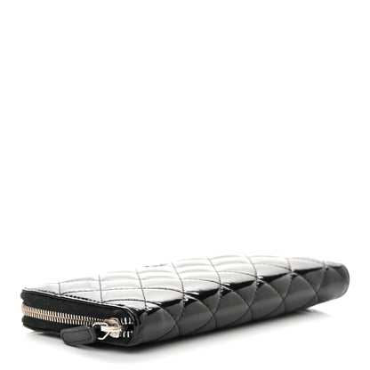 Chanel Patent Quilted Zip Around Wallet Black 3 of 10
