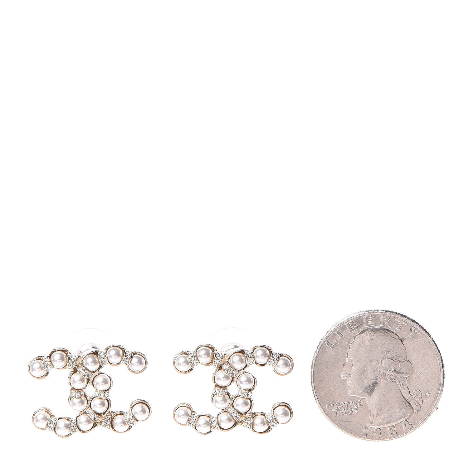 Chanel Pearl Crystal CC Earrings Gold 2 of 5