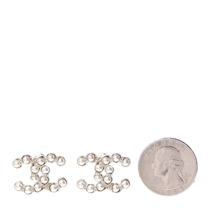 Chanel Pearl Crystal CC Earrings Gold 2 of 5