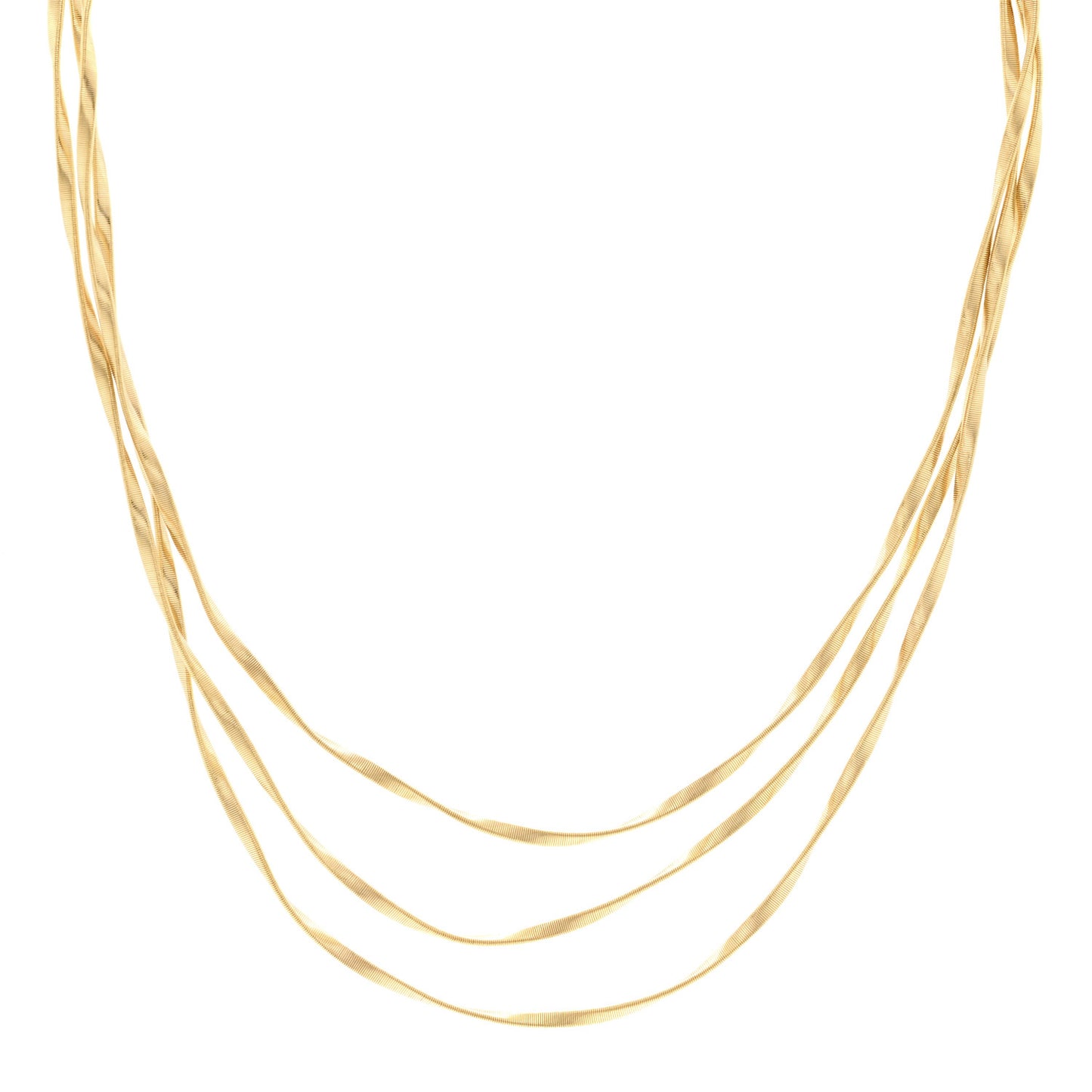 18K Yellow Gold Three Srand Coil Necklace