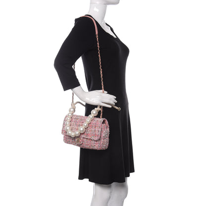 Chanel Tweed Medium Pearl Handle Flap Pink Beige Orange Ecru 2 of 11