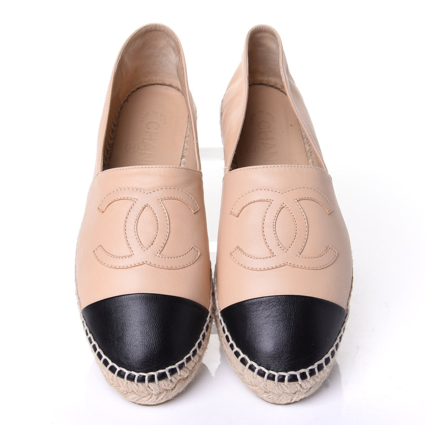 Lambskin CC Espadrilles 38 Beige Black