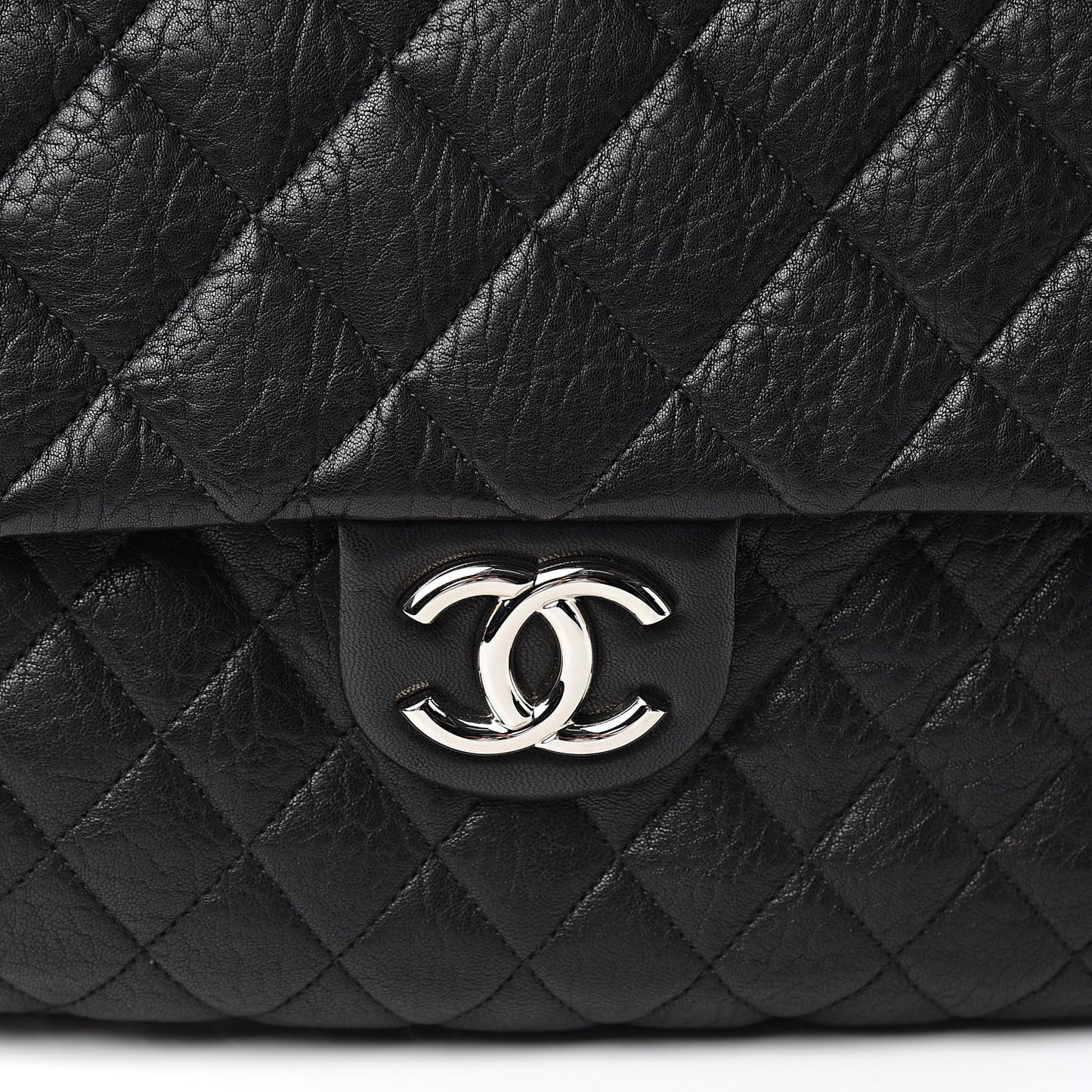 Washed Lambskin Quilted Maxi Chain Around Flap Black
