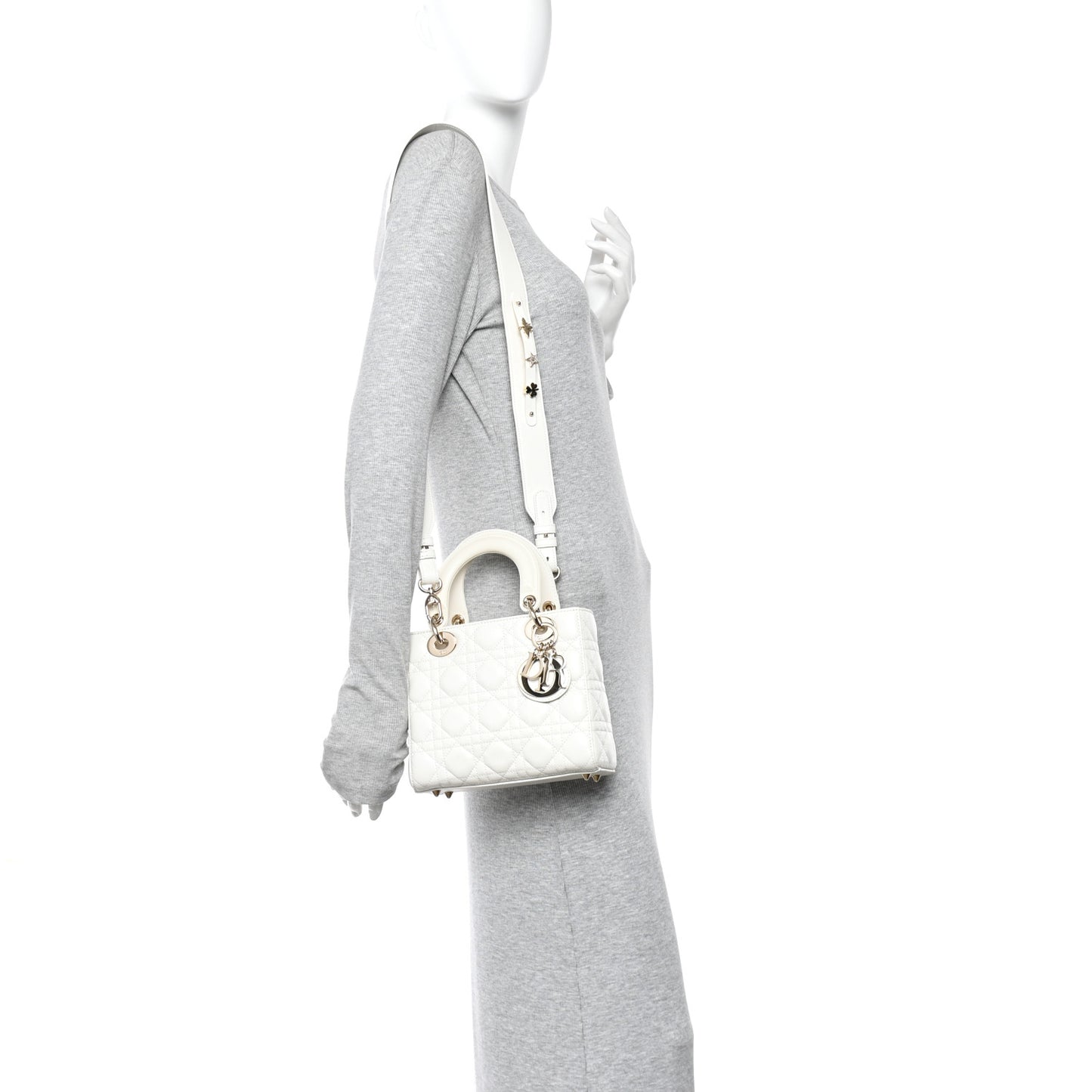 Lambskin Cannage Small Lucky Badges My Lady Dior White