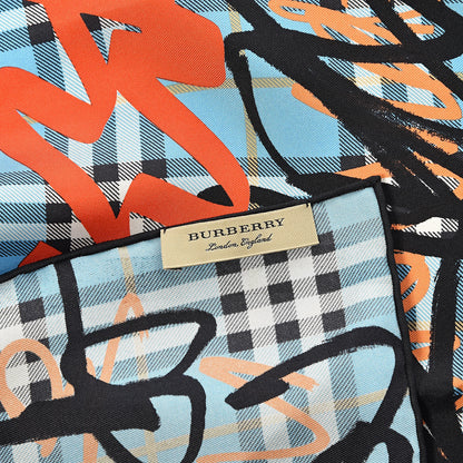 Burberry Silk Scribble Print Square Scarf Blue 4 of 4