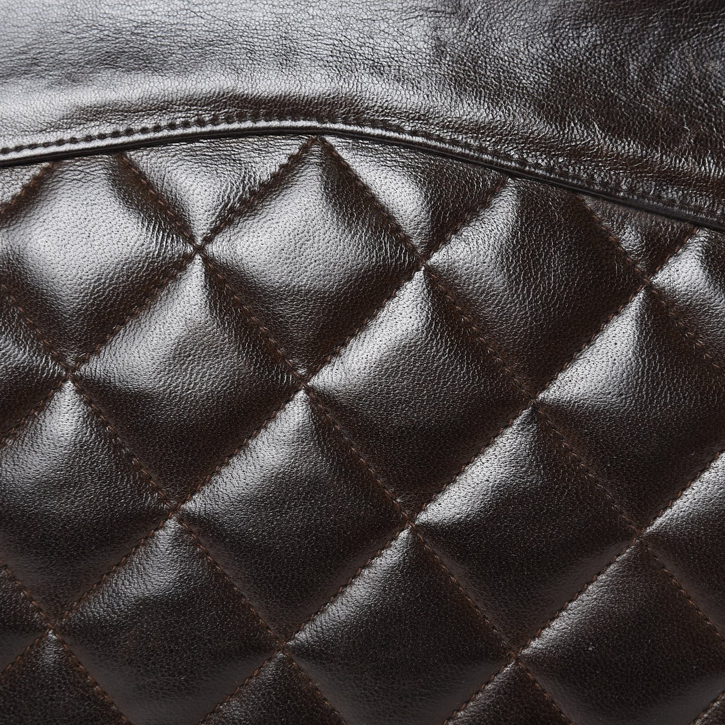 Lambskin Quilted Shoulder Bag Dark Brown