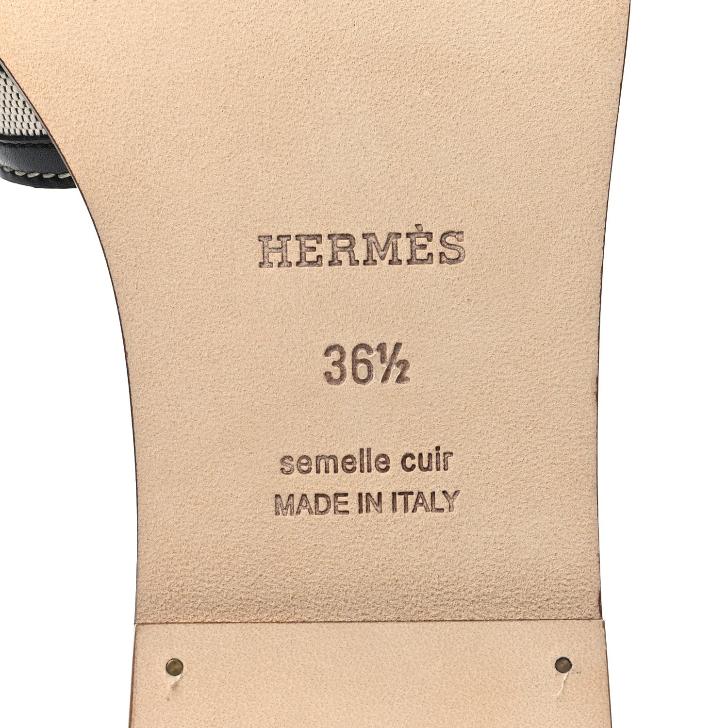 Hermes Calfskin Canvas Oran Sandals 36.5 Black 6 of 9