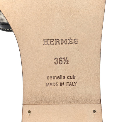 Hermes Calfskin Canvas Oran Sandals 36.5 Black 6 of 9