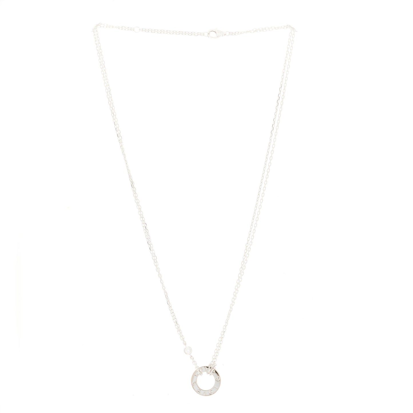 18K White Gold 2 Diamond LOVE Necklace
