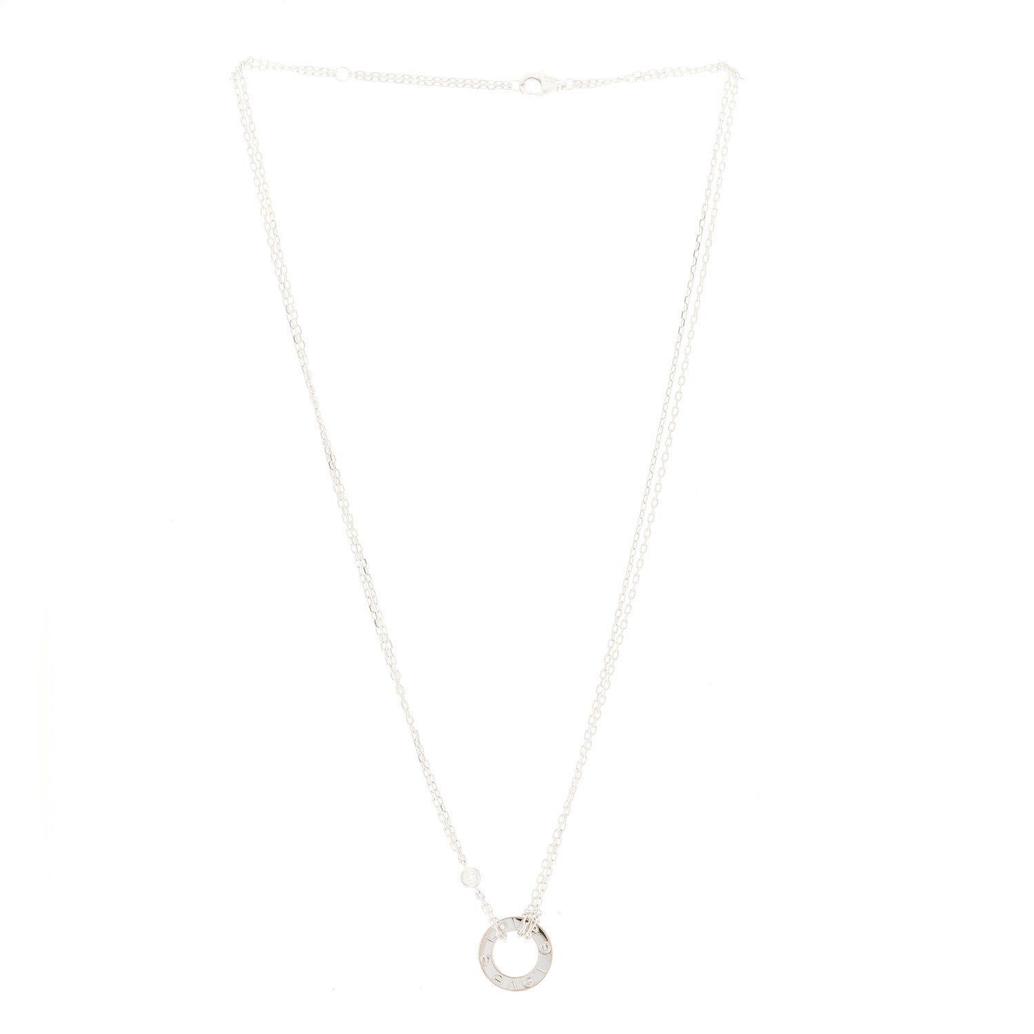 Cartier 18K White Gold 2 Diamond LOVE Necklace 2 of 4