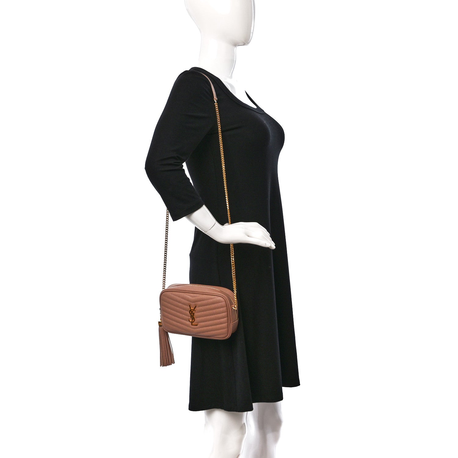 Saint Laurent Grain De Poudre Matelasse Monogram Mini Lou Camera Bag Vintage Peach 2 of 10