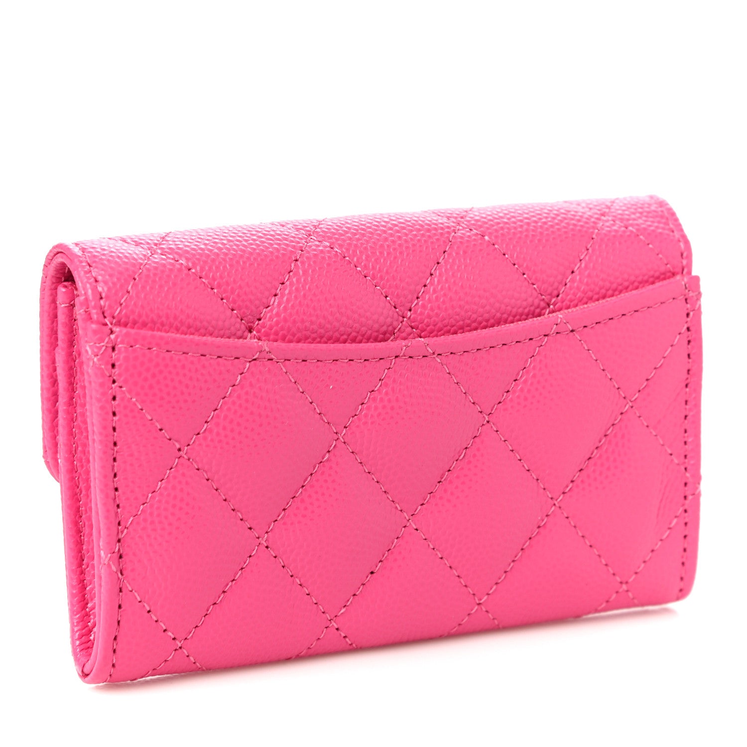 Chanel Caviar Quilted Flap Card Holder Wallet Dark Pink 3 of 12