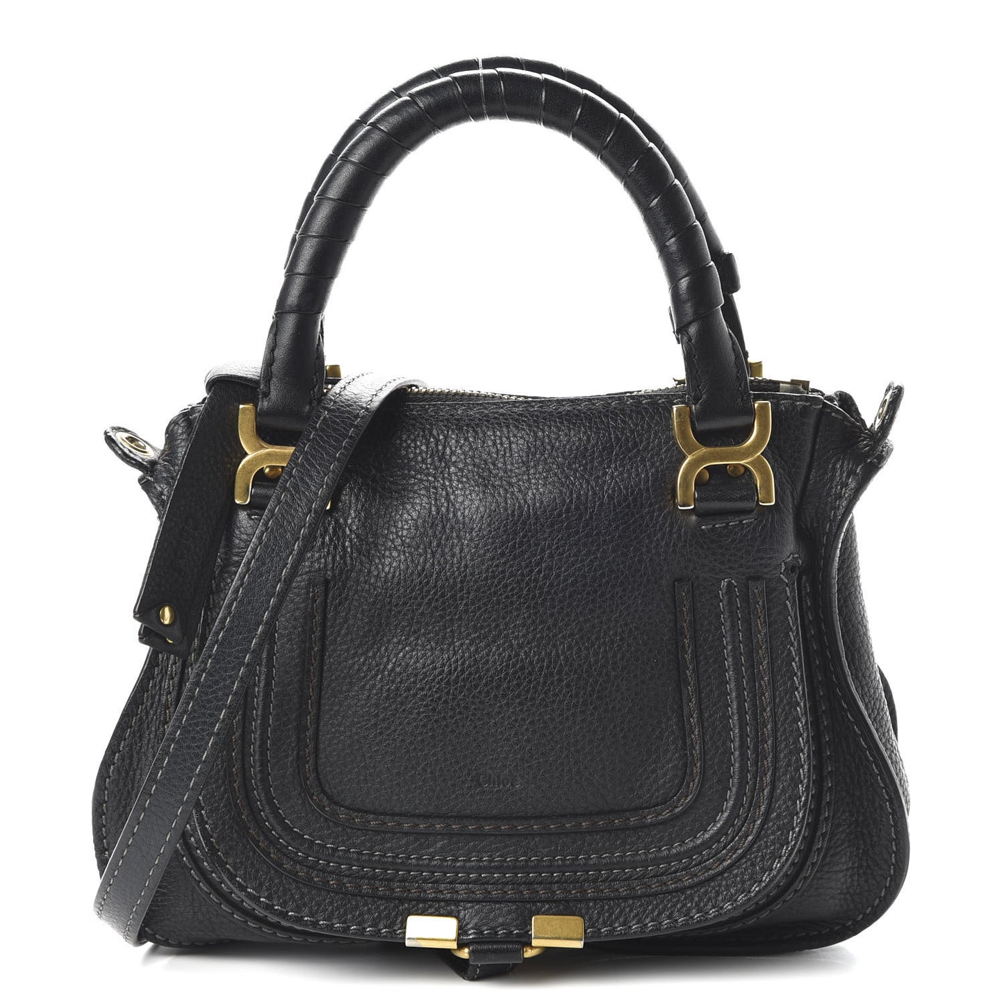 Calfskin Baby Marcie Satchel Black